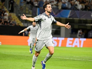 Andraž Šporar (Slovan) sa raduje po strelení gólu