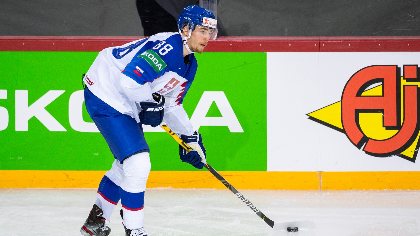 Kristián Pospíšil na MS v hokeji 2021.
