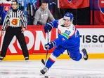 Samuel Kňažko v zápase Slovensko - Kanada v skupine A na MS v hokeji 2025. 