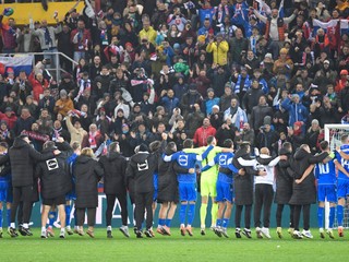 Radosť slovenských futbalistov po víťazstve 1:0 nad Severným Írskom.