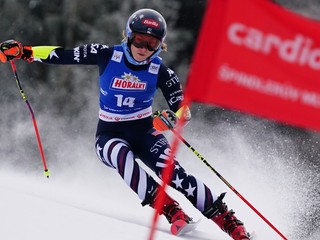 Mikaela Shiffrinová v 1. kole obrovského slalomu v Špindlerovom Mlyne.