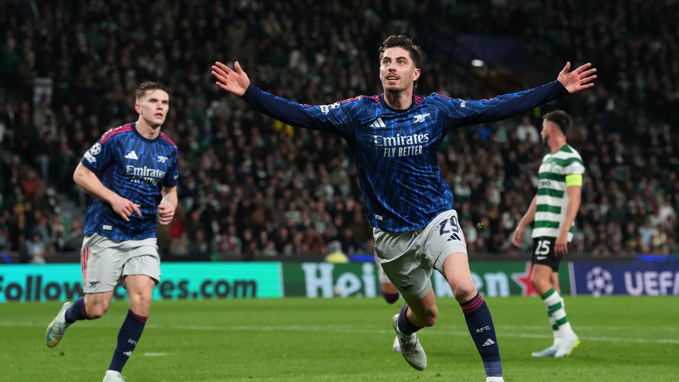 Kai Havertz oslavuje gól do siete Sportingu Lisabon.