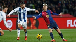 Dani Olmo (vpravo) a Oscar Rodriguez v zápase La Ligy Barcelona - CD Leganés.