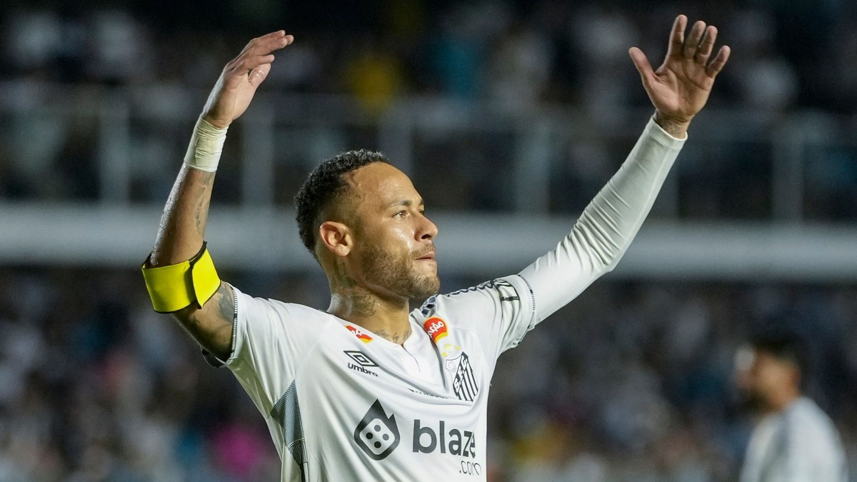 Brazílsky futbalista Neymar v drese materského klubu Santos FC.