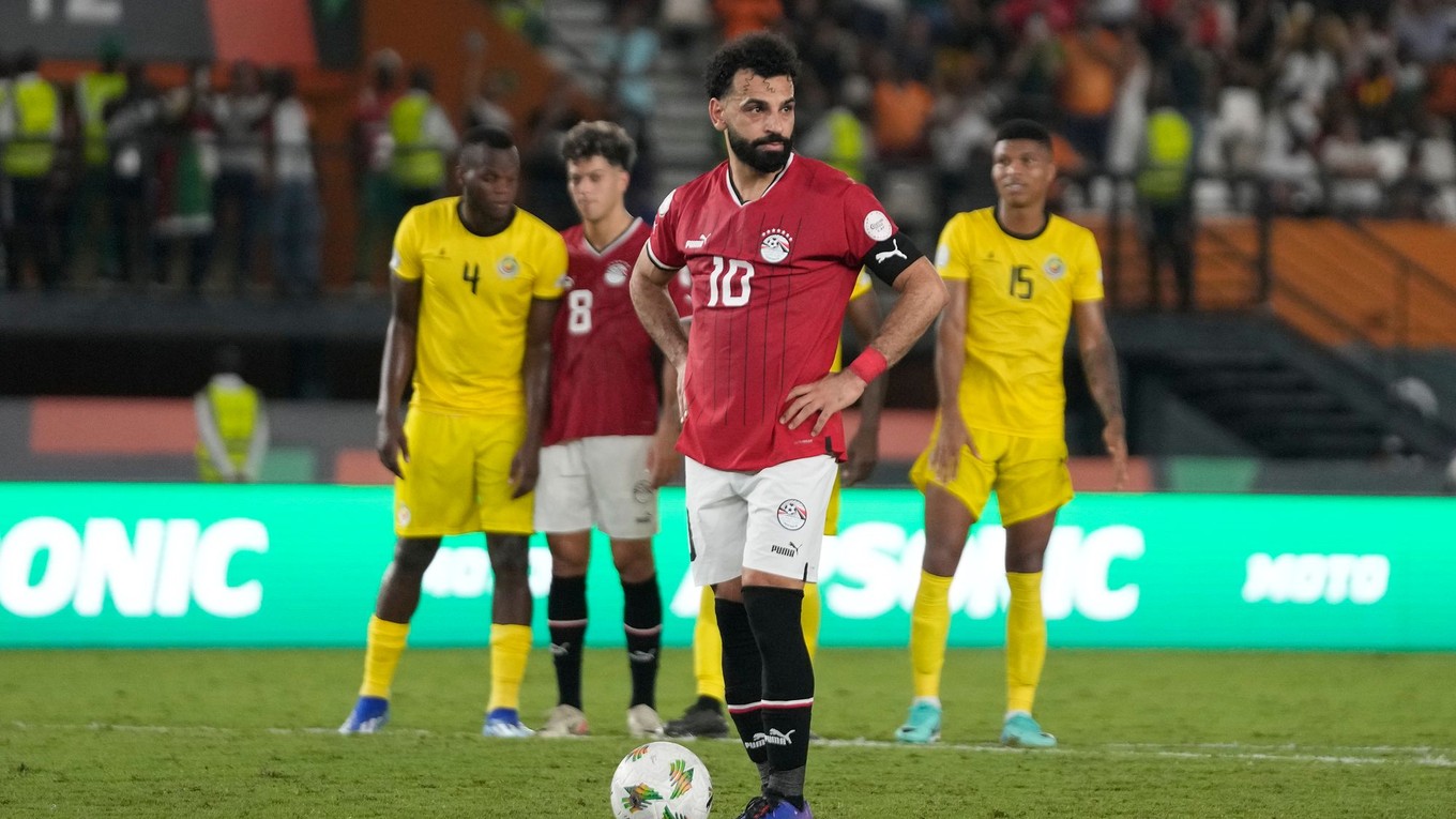 Egyptský kanonier Mohamed Salah v zápase proti Mozambiku.