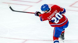 Juraj Slafkovský v zápase Montreal - Calgary.