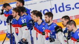 Slovenskí hokejisti počas MS v hokeji 2024 v Česku. 
