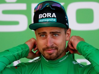 Peter Sagan v zelenom drese pre víťaza bodovacej súťaže na Tour de France 2019.