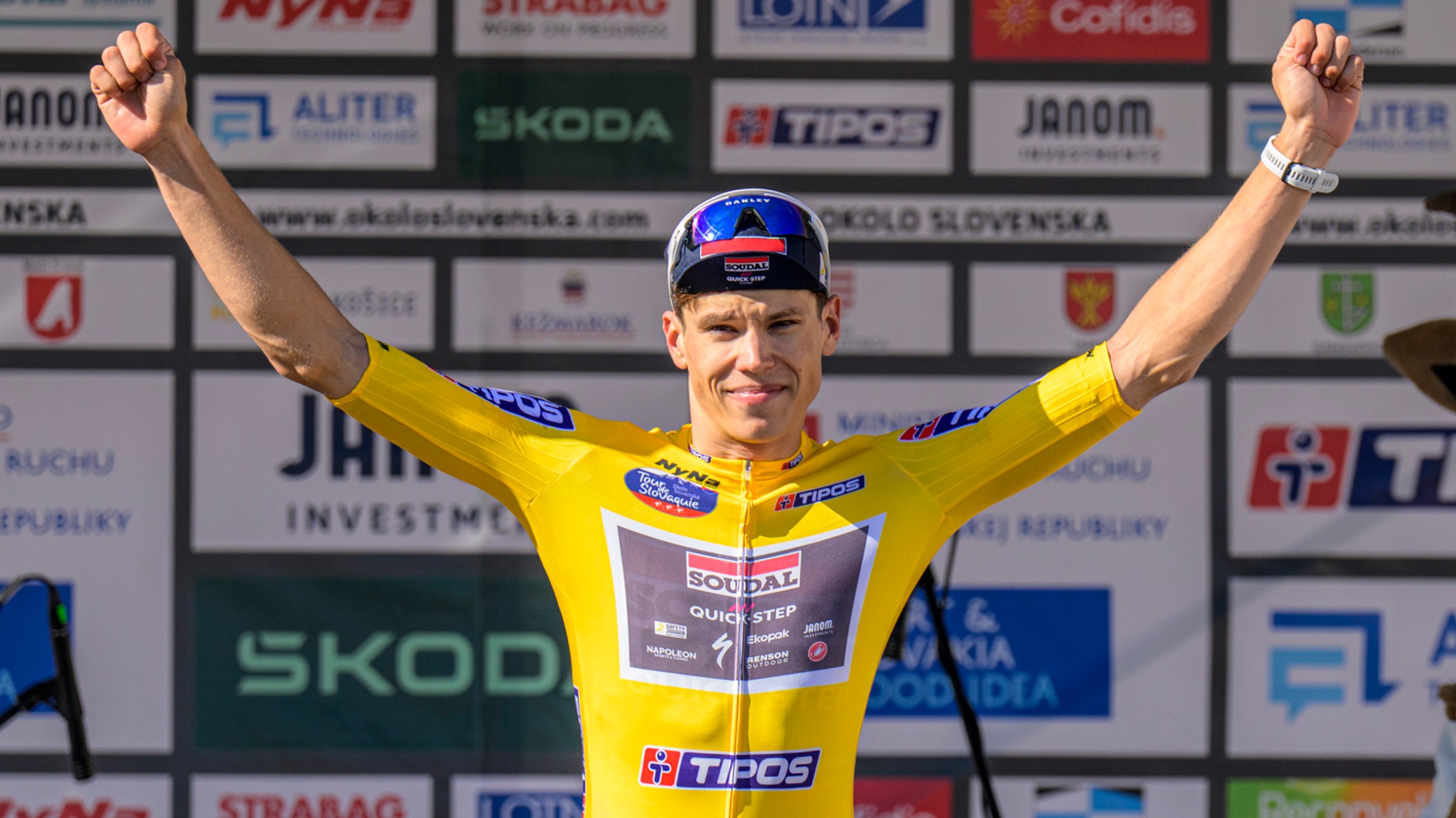 Paul Magnier v žltom drese pre lídra pretekov Okolo Slovenska 2025.