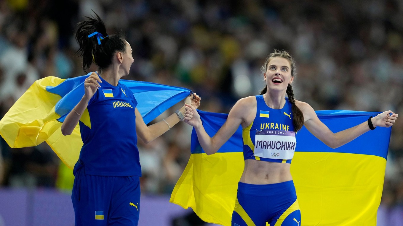 Ukrajinské skokanky do výšky Jaroslava Mahučichová a Iryna Heraščenková.