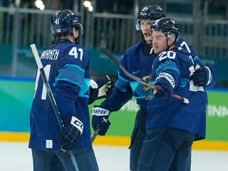 Fínsko oslavuje gól.