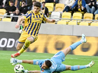 Ammar Ramadan (Dunajská Streda) strieľa tretí gól počas finále play off v Niké lige o Konferenčnú ligu (EKL) FC DAC 1904 Dunajská Streda - FK Železiarne Podbrezová.
