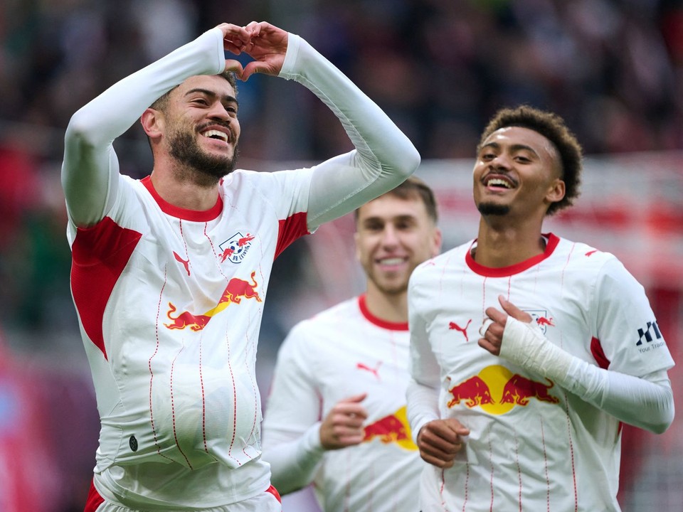 Romulo oslavuje gól v zápase RB Lipsko - SV Elversberg.