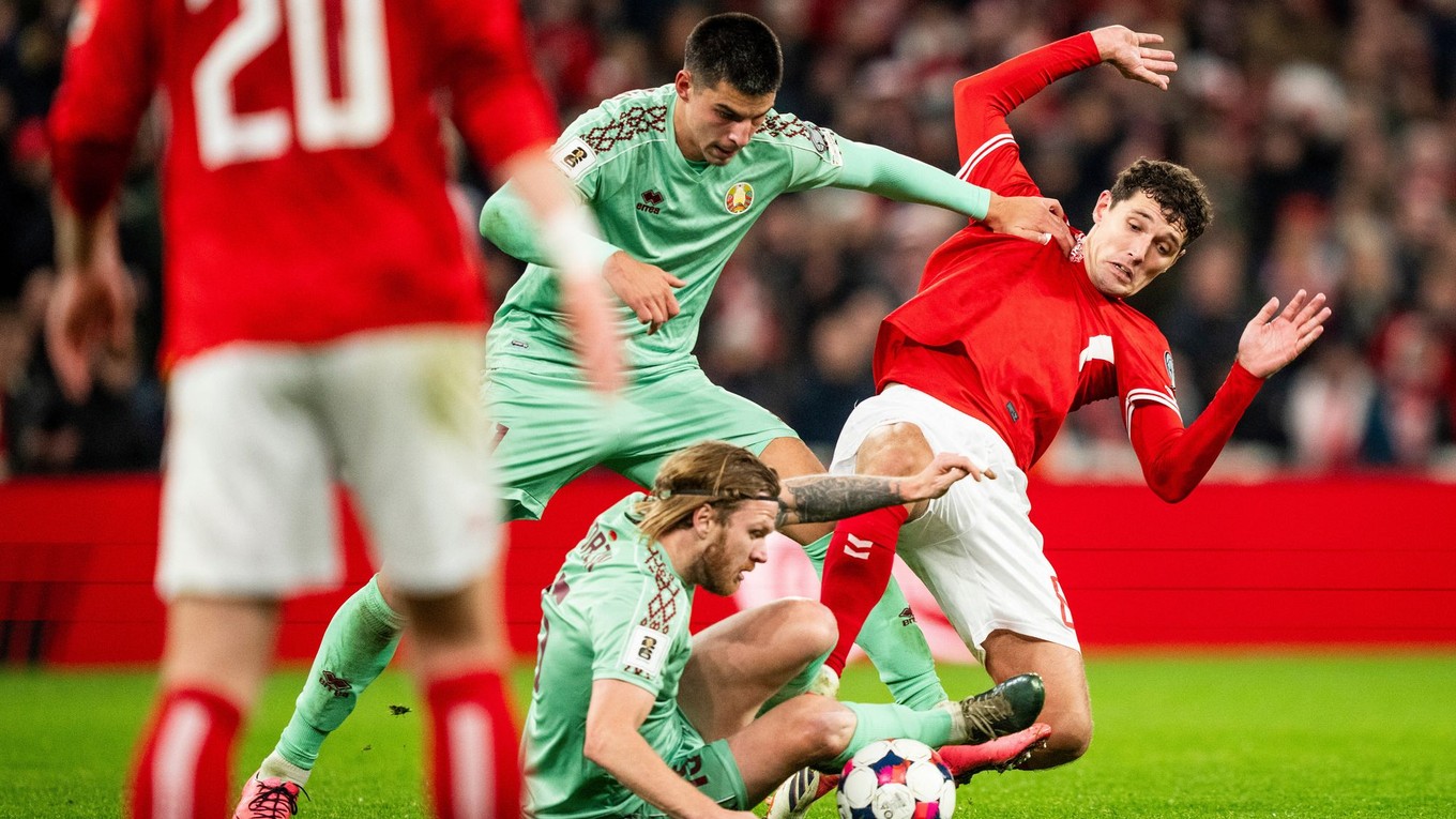 Momentka zo zápasu Dánsko - Bielorusko