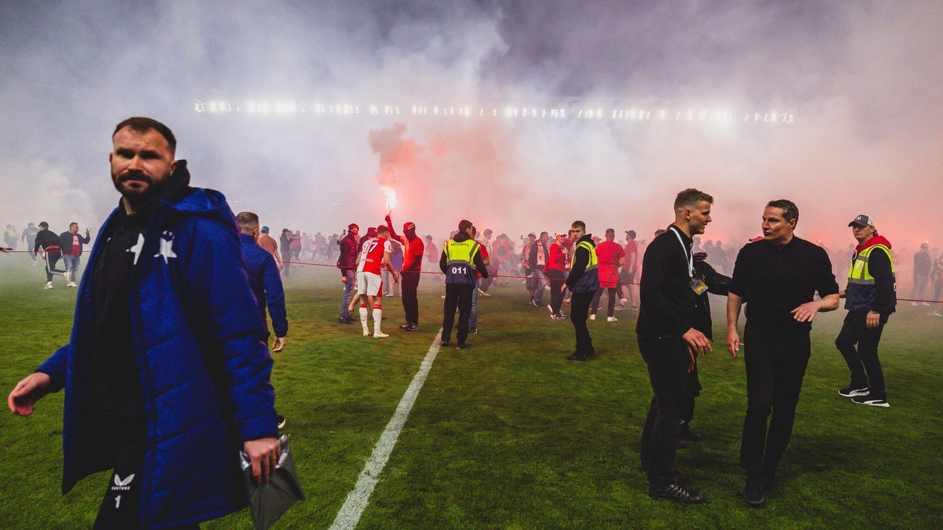 Momentka zo zápasu Slavia - Sparta.