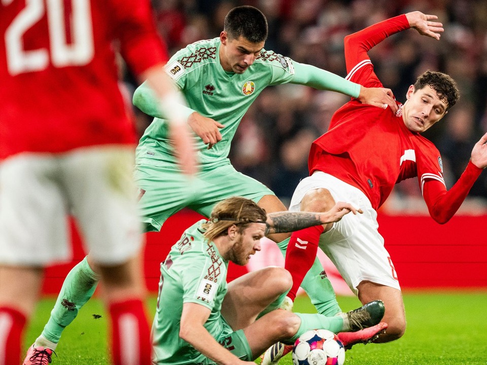 Momentka zo zápasu Dánsko - Bielorusko