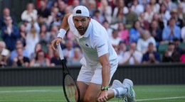 Grigor Dimitrov v osemfinále grandslamového turnaja WImbledon 2025.