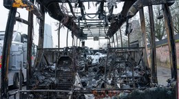 Zhorený autobus Hallescher FC.