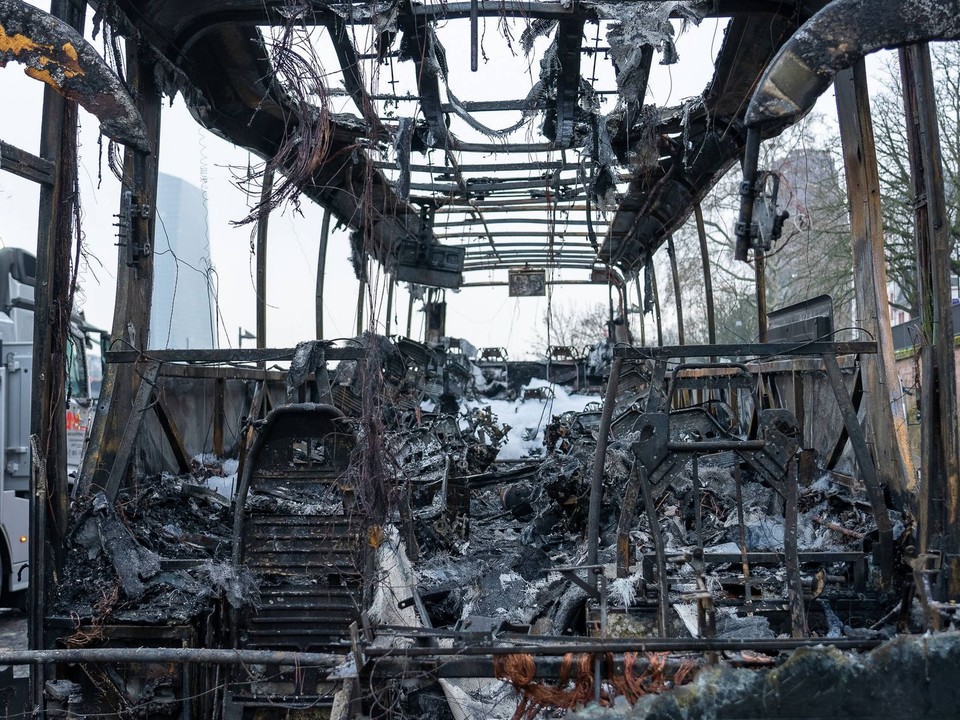 Zhorený autobus Hallescher FC.