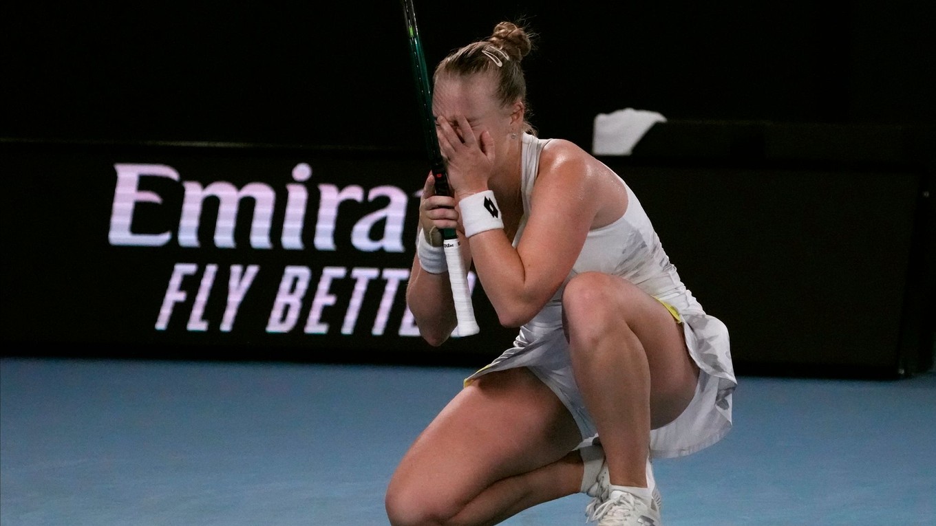 Ruská tenistka Anna Blinkovová po výhre nad Jelenou Rybakinovou na Australian Open 2024.