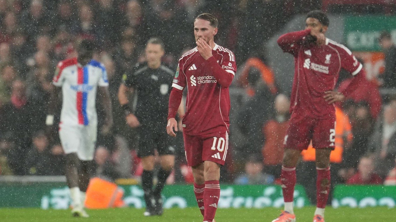 Smútok hráčov Liverpool FC.