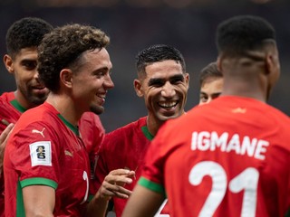 Maroko oslavuje gól.