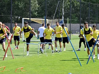 Futbalisti DAC Dunajská Streda počas tréningu v rámci prípravy na novú sezónu.