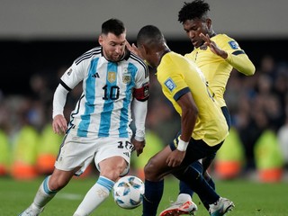 Argentínsky futbalista Lionel Messi v zápase proti Ekvádoru.