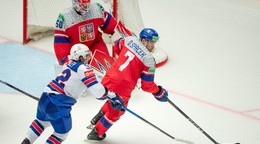Fotka zo zápasu Česko - USA na MS v hokeji 2025.