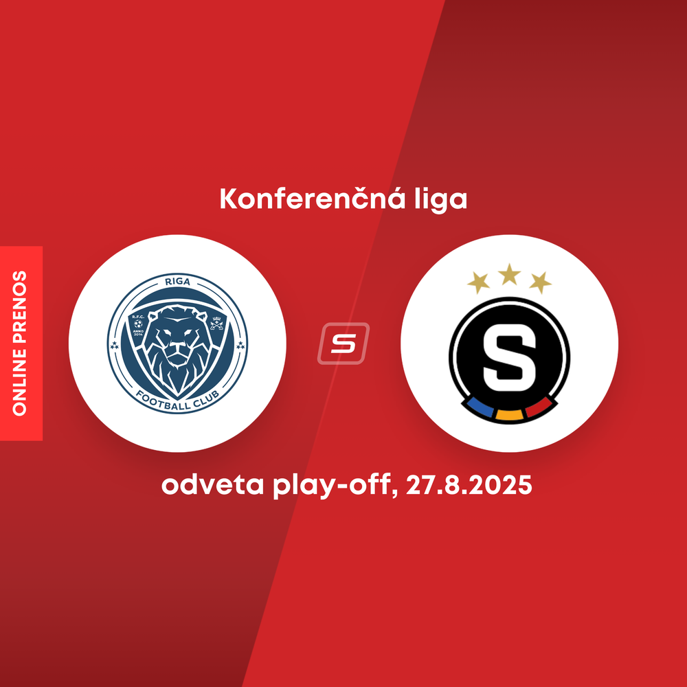 ONLINE: Riga FC - AC Sparta Praha dnes, play-off Konferenčnej ligy LIVE (odveta)
