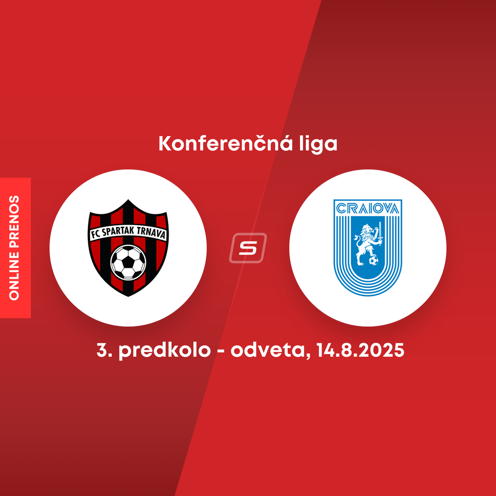 ONLINE: Spartak Trnava - Universitatea Craiova dnes, Konferenčná liga LIVE (odveta 3. predkola)