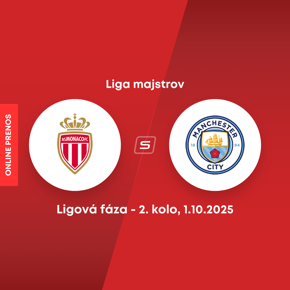 ONLINE: AS Monaco - Manchester City	dnes, Liga majstrov LIVE (2. kolo)