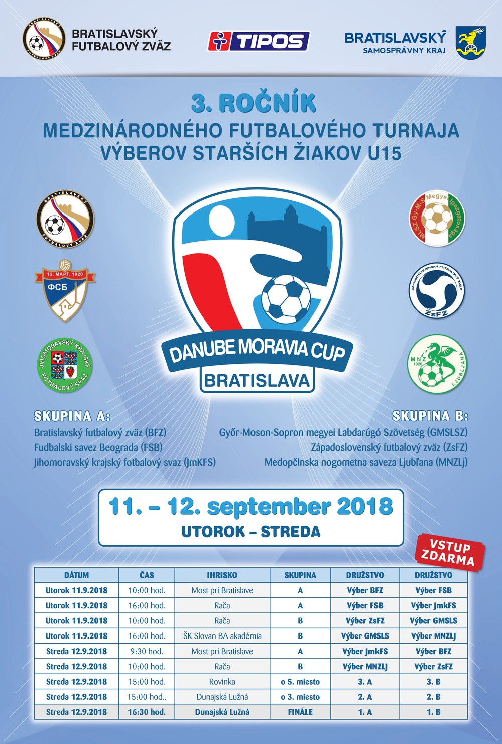 Výber ZsFZ U15 účastníkom kvalitne obsadeného turnaja Danube Moravia CUP Bratislava