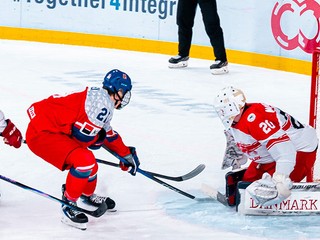 Fotka zo zápasu Česko - Dánsko na MS U18 2026.