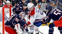 Juraj Slafkovský proti Columbusu Blue Jackets.