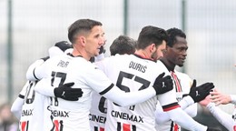 Radosť hráčov Spartaka Trnava v zápase s Interom Bratislava.