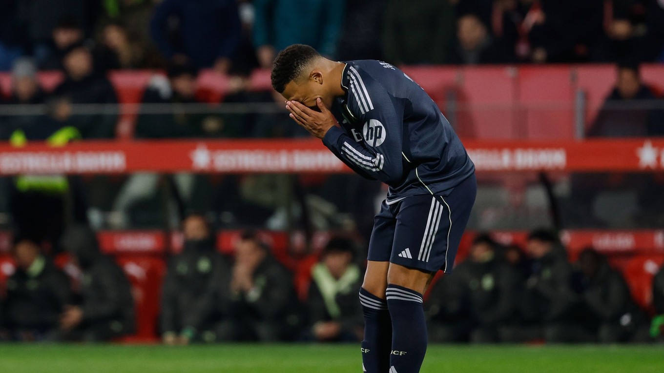 Reakcia Kyliana Mbappeho počas zápasu Girona - Real Madrid.