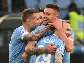 Radosť futbalistov Lazio Rím.