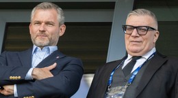 Prezident SR Peter Pellegrini a prezident Slovenského futbalového zväzu (SFZ) Ján Kováčik.