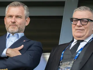 Prezident SR Peter Pellegrini a prezident Slovenského futbalového zväzu (SFZ) Ján Kováčik.