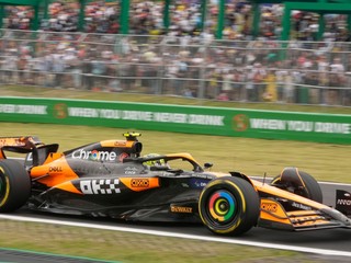 Jazdec tímu McLaren Lando Norris na okruhu Interlagos v Brazílii. 