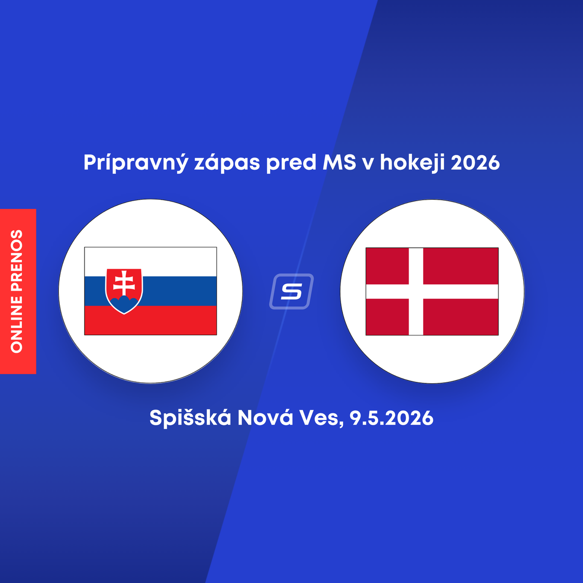 Slovensko - Dánsko: ONLINE prenos z prípravného zápasu pred MS v hokeji 2026 (sobota).