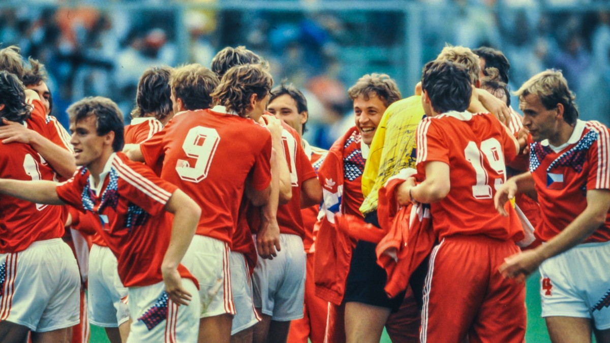 Gólová radosť v zápase ČSFR - USA na MS 1990.