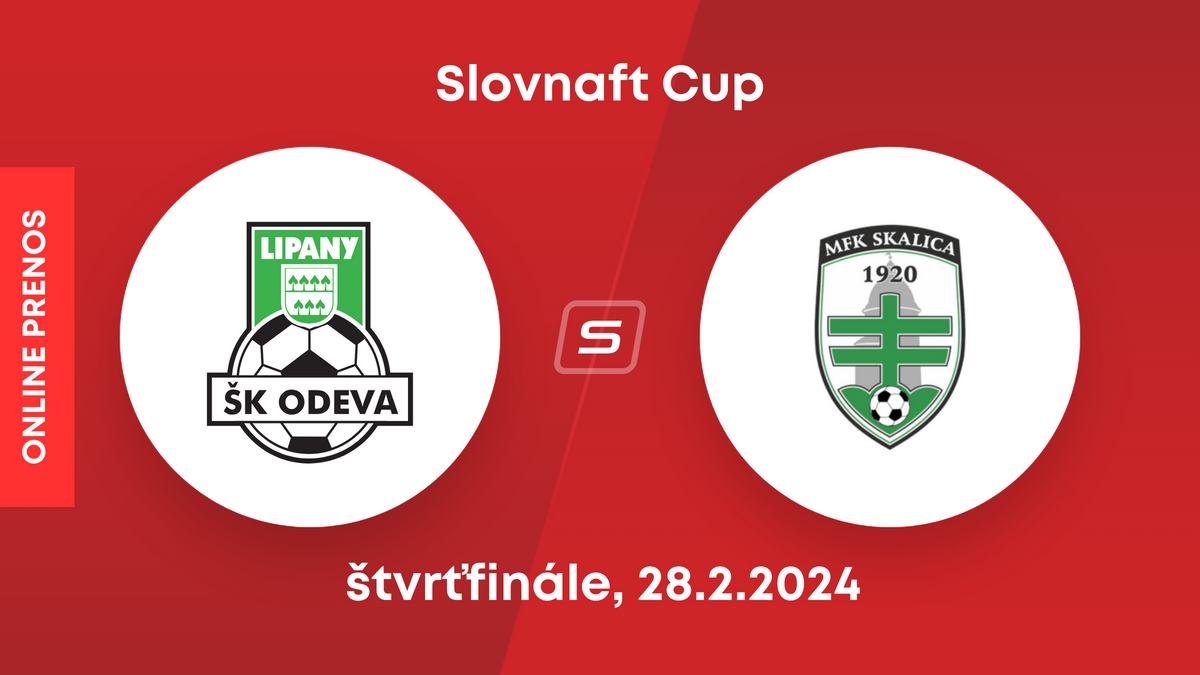 ŠK Odeva Lipany - MFK Skalica: ONLINE prenos z štvrťfinále Slovnaft Cupu 2023/2024.