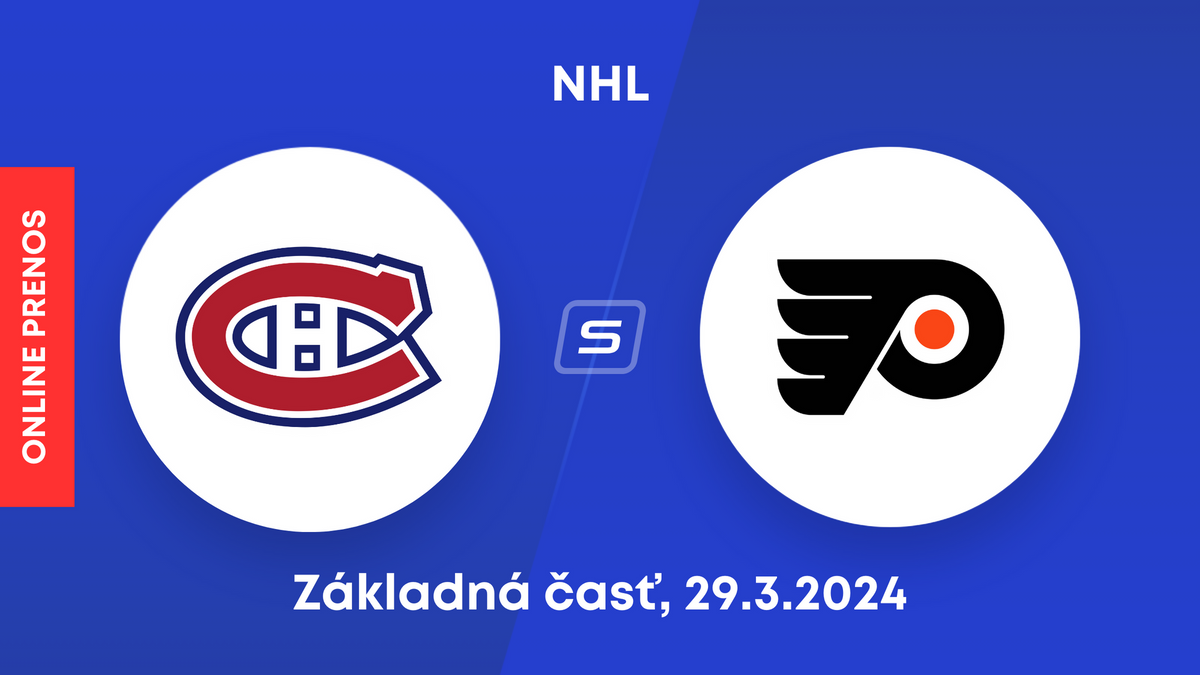 Montreal Canadiens - Philadelphia Flyers: ONLINE prenos zo zápasu základnej časti NHL. Hrá aj Juraj Slafkovský.