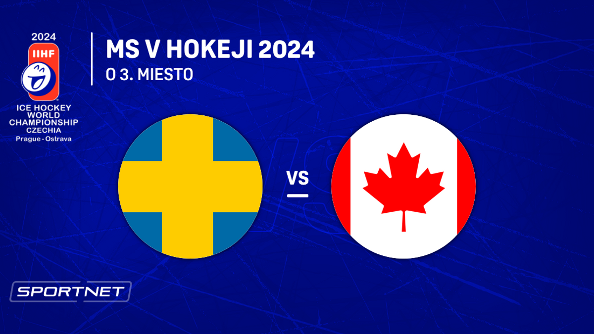 Švédsko - Kanada: ONLINE prenos zo zápasu o 3. miesto na MS v hokeji 2024.
