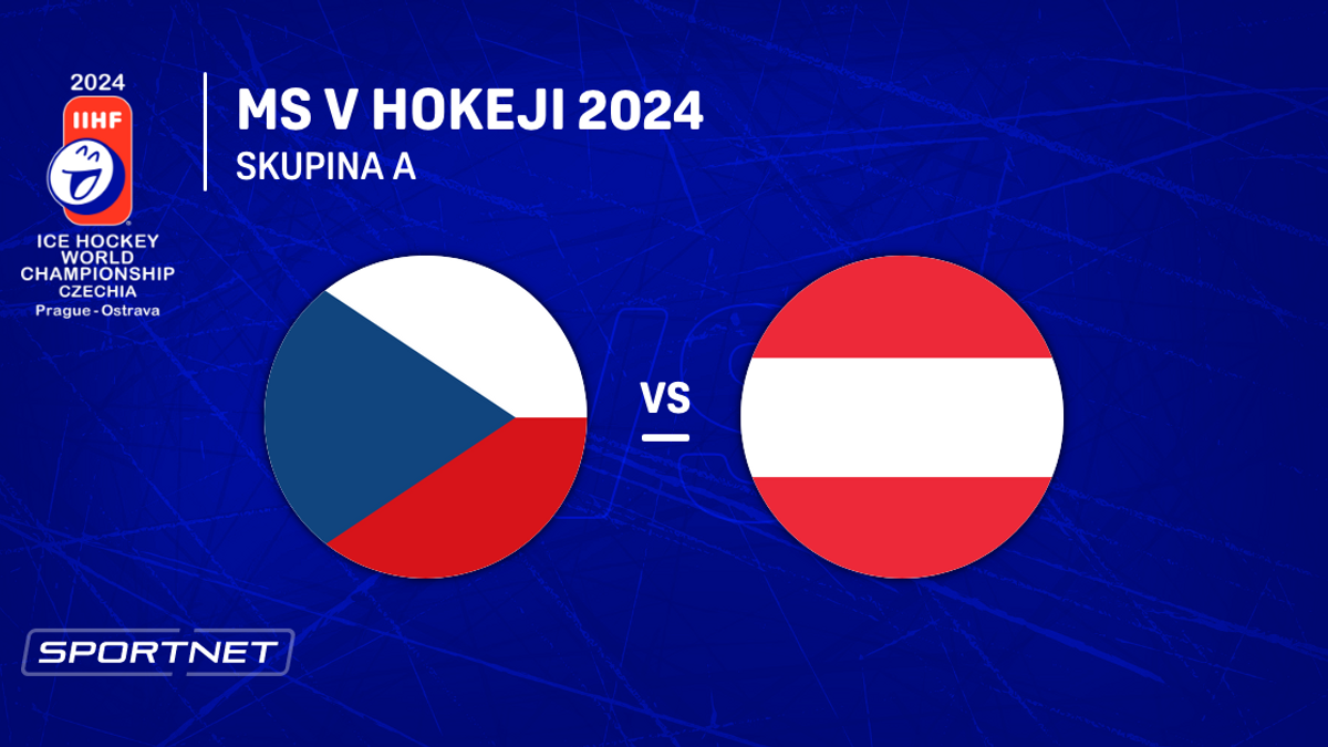 Česko - Rakúsko: ONLINE prenos zo zápasu skupiny A na MS v hokeji 2024 v Česku.
