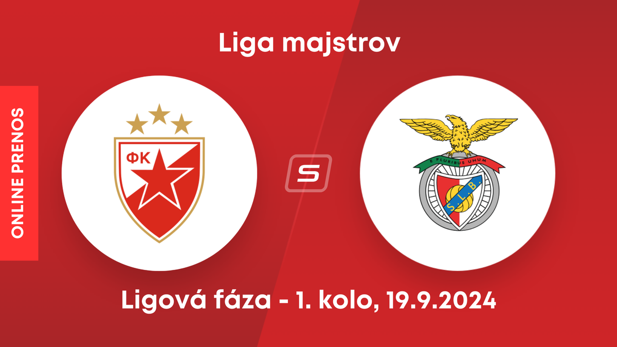 Crvena Zvezda Belehrad - Benfica Lisabon: ONLINE prenos zo zápasu 1. kola ligovej fázy Ligy majstrov.