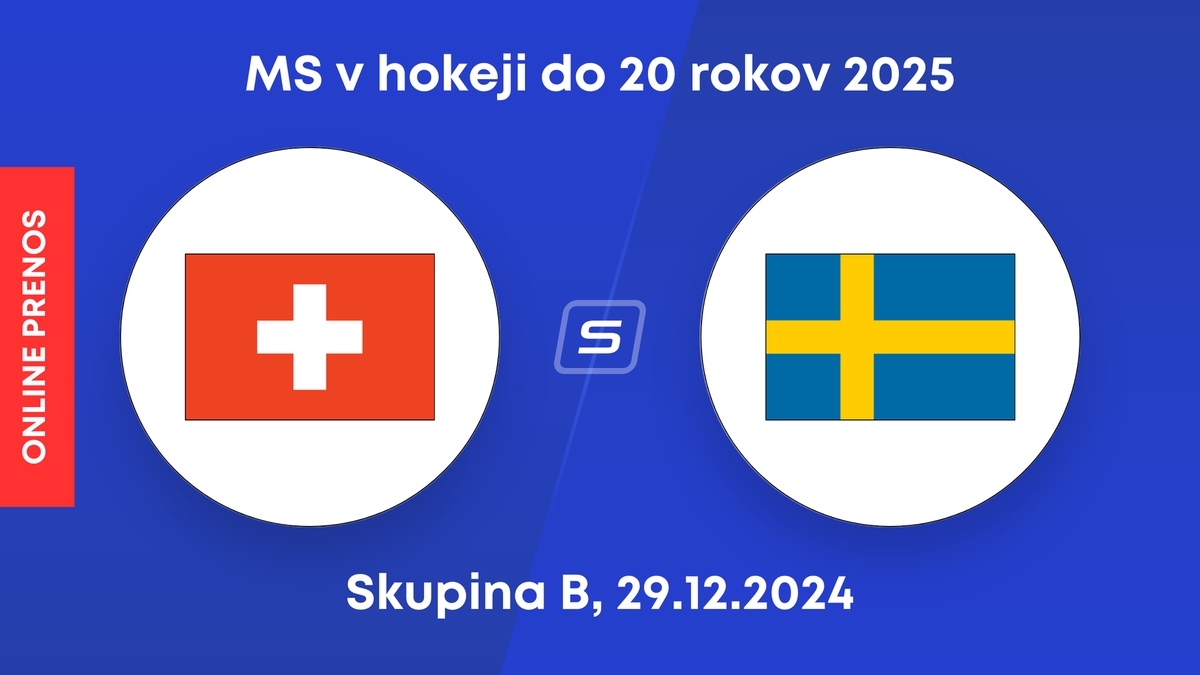 Švajčiarsko - Švédsko: ONLINE prenos zo zápasu skupiny B na MS v hokeji do 20 rokov 2025.