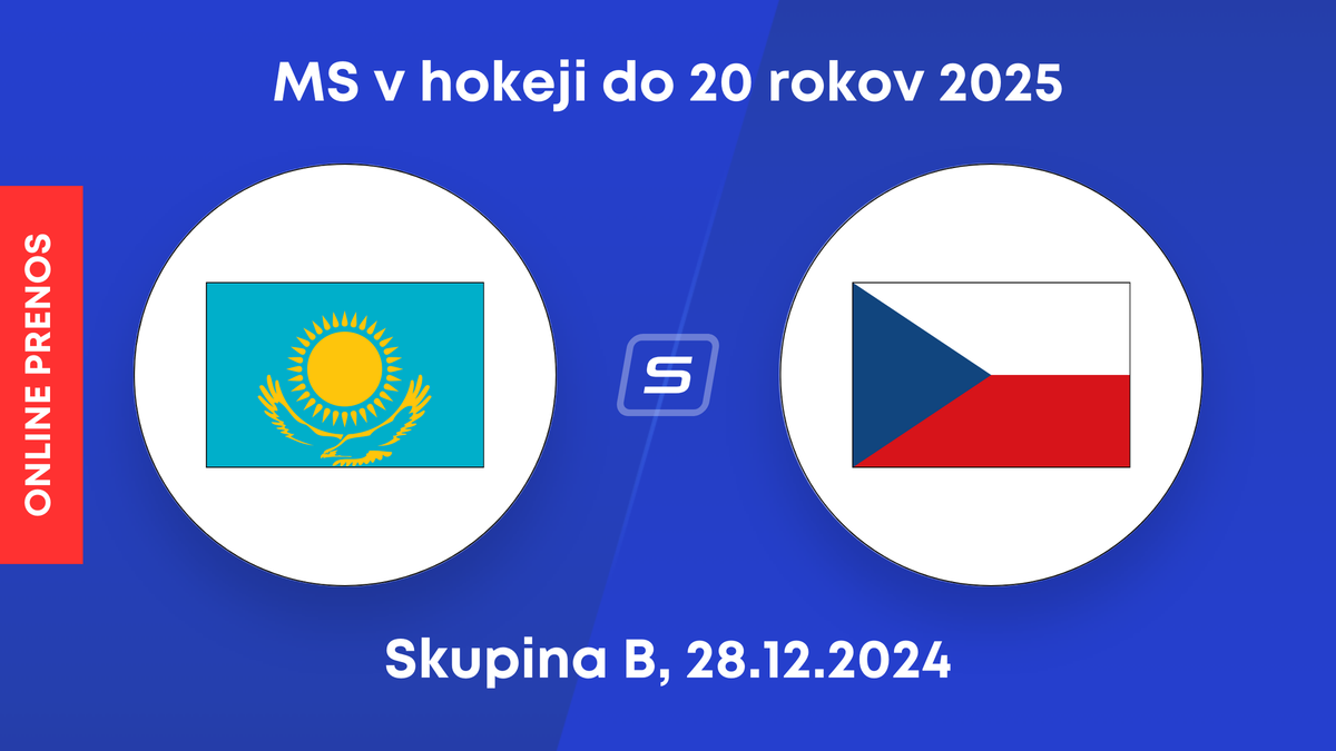 Kazachstan - Česko: ONLINE prenos zo zápasu skupiny B na MS v hokeji do 20 rokov 2025.